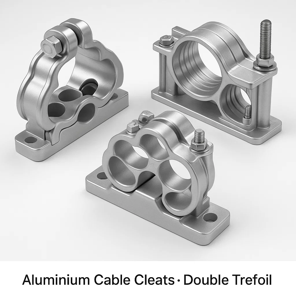 Aluminium Cable Cleats Double Trefoil