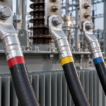 Aluminum compression lugs connected to transformer cable terminals